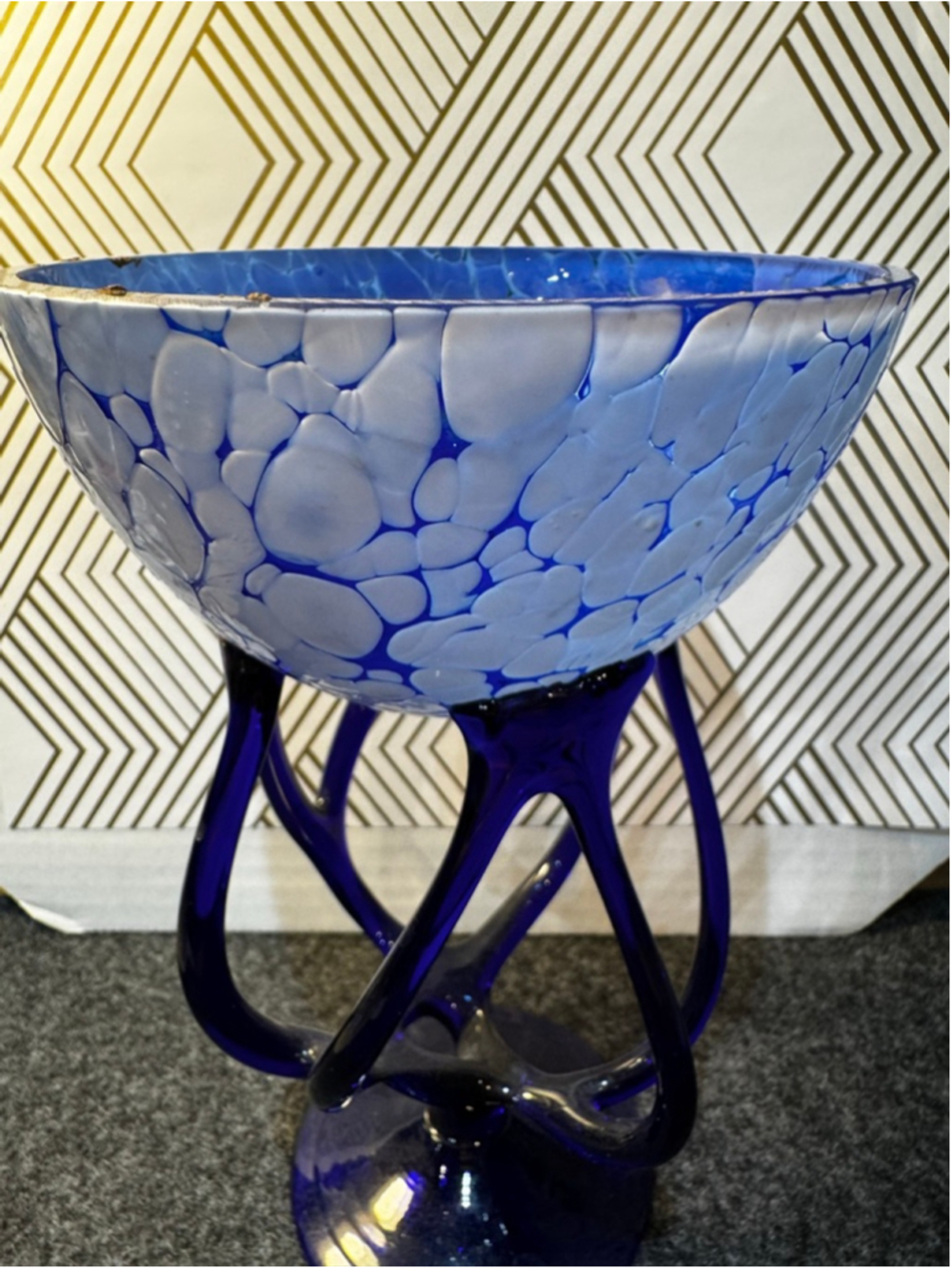 Vintage Jozefina Krasnoyarsk Octopus Cobalt Blue Bowl - Picture 2 of 8